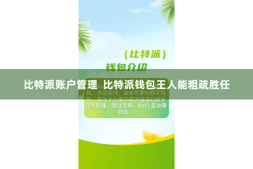 比特派账户管理  比特派钱包王人能粗疏胜任
